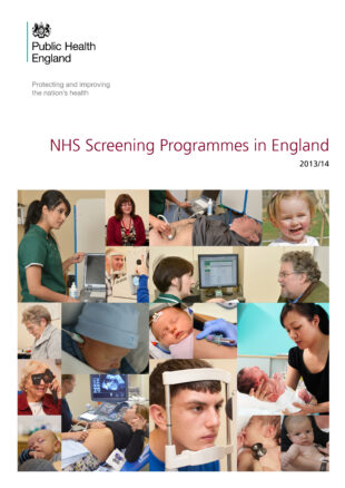 Cover of the 'NHS Screening Programmes in England 2013/14' report.