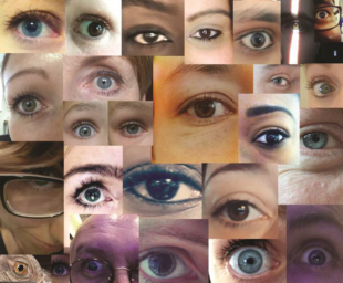 A collage of close-ups of people's eyes.