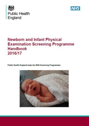Cover of the Newborn and Infant Physical Examination Screening Programme Handbook 2016/17.