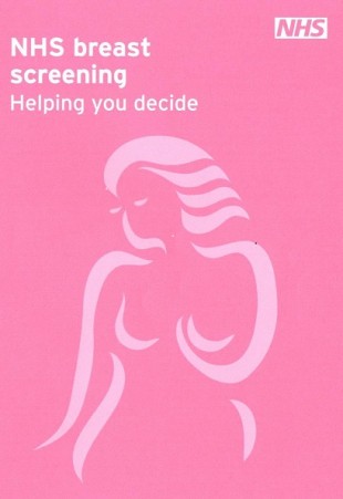 Cover of the 'NHS breast screening: helping you decide' leaflet.