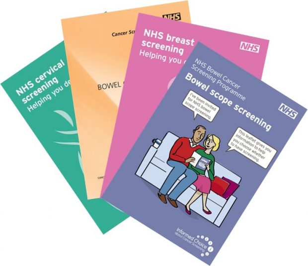 A selection of NHS cancer leaflets.