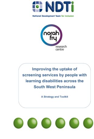 Cover of the screening services strategy and toolkit produced by the NDTi and the Norah Fry Research Institute.