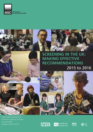 Cover of 'Screening in the UK _ making effective recommendations 2015 to 2016'.