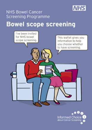 The front cover of the bowel scope screening leaflet