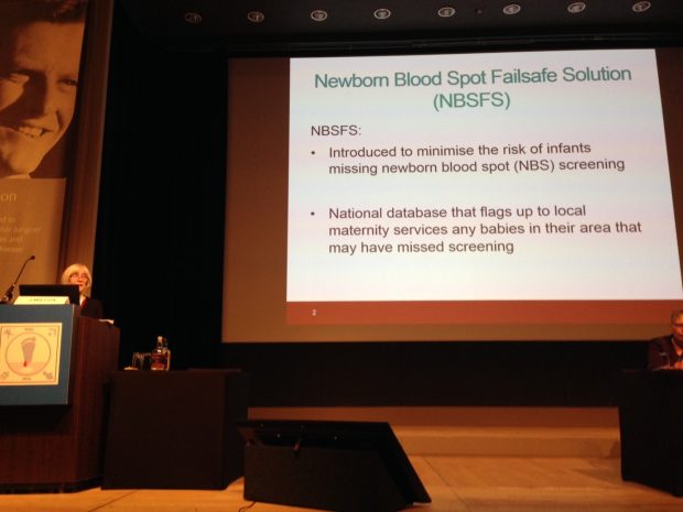 Julie presenting on the newborn blood spot failsafe solution at the ISNS conference