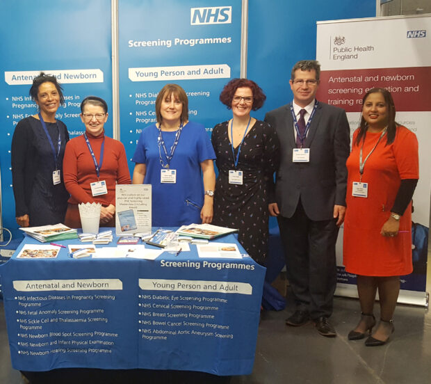 Some of the antenatal and newborn team by the PHE stand at the RCM conference.