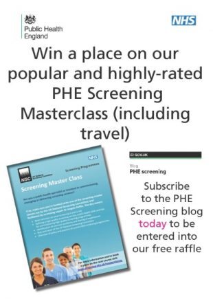 An image advertising the competition to win a place on the PHE Screening Masterclass.