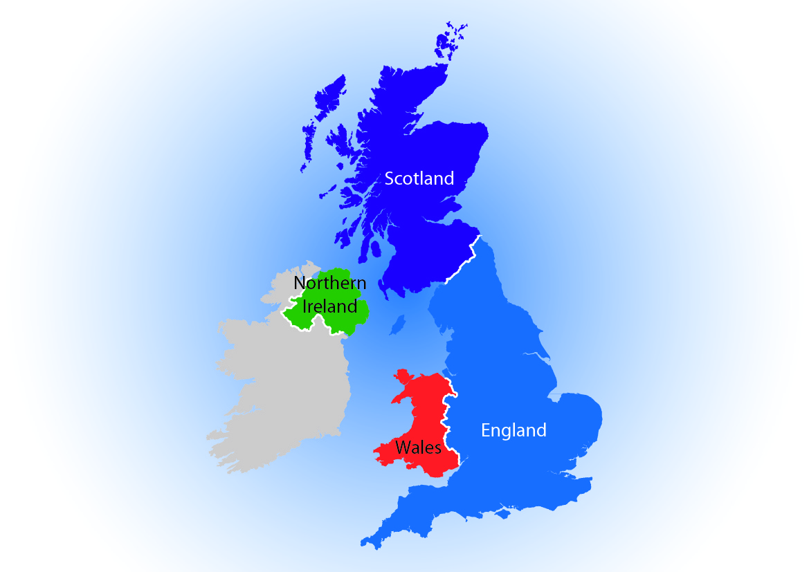 Uk north. Великобритания Уэльс Шотландия Ирландия. Великобритания 4 королевства карта. Англия Шотландия Уэльс и Северная Ирландия. Карта Великобритании Шотландии Ирландии Вельс.