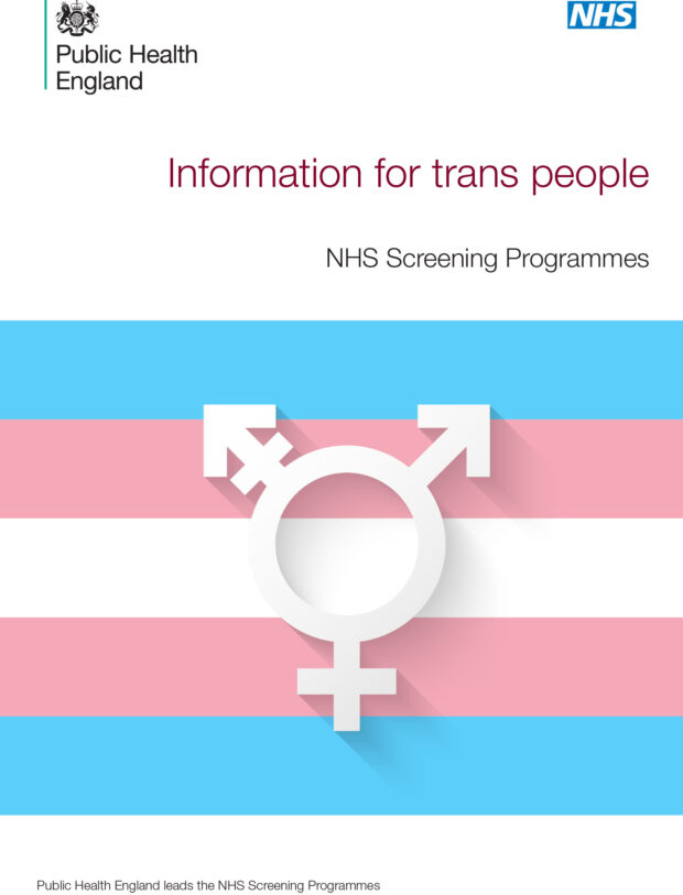 Front cover of transgender screening leaflet