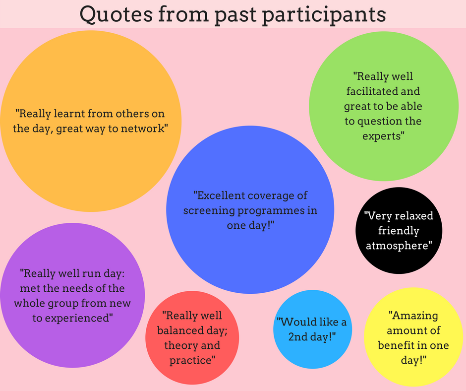 A number of positive quotes from past participants, saying things about how friendly it was and how much they learned.