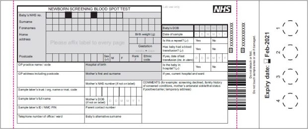 The new blood spot card.