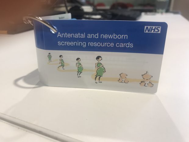 The pocket sized resource cards on a table.