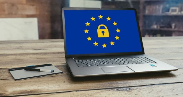 A laptop has a padlock on the screen The new General Data Protection Regulation (GDPR) to illustrate the point about GDPR.