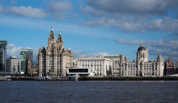 The River Mersey with Liverpool city centre in the background