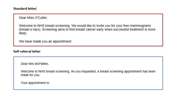 Self-referral mammograms for breast screening