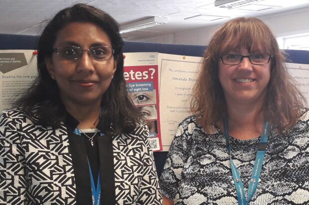 North Nottinghamshire Diabetic Eye Screening Programme clinical lead Prema Maharjan and failsafe officer Amanda Brooks