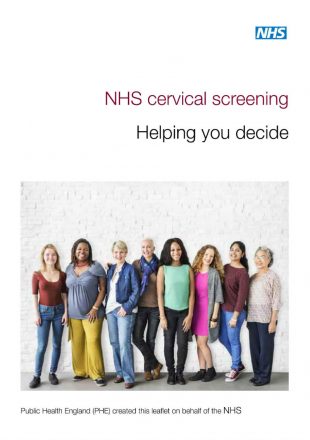 Front page of the leaflet Cervical screening helping you decide