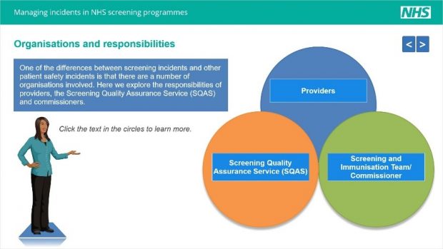 Screenshot of organisations and responsibilities