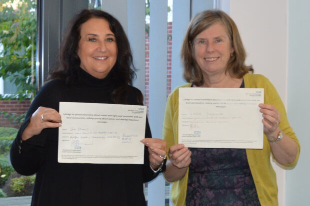 Bassetlaw district councillors Susan Shaw, left and Lynne Schuller pledge their support to raise awareness