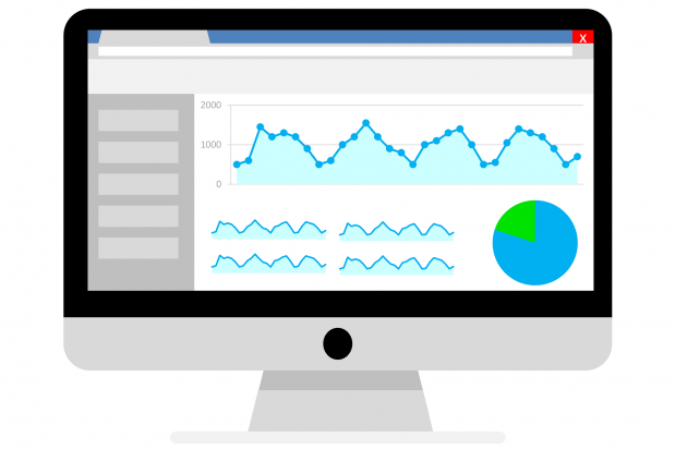 A computer screen with generic data being represented