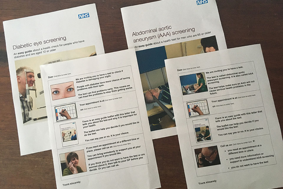 Easy read versions of AAA and diabetic eye screening letter templates ...